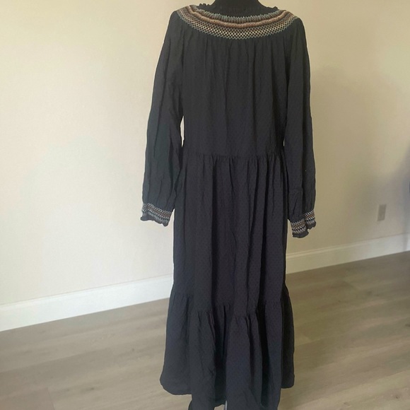 Black Loose fit Balloon sleeve long dress 94596